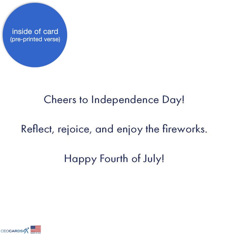 CEO Cards Independence Day Cards for Family & Business (Sparkler & Flag) Happy 4th of July Bulk Greeting Card Set Pack of 25 with Red Envelopes (5x7 inch - A7) Office, Work, Employees & Clients (JF1505) - Image 3